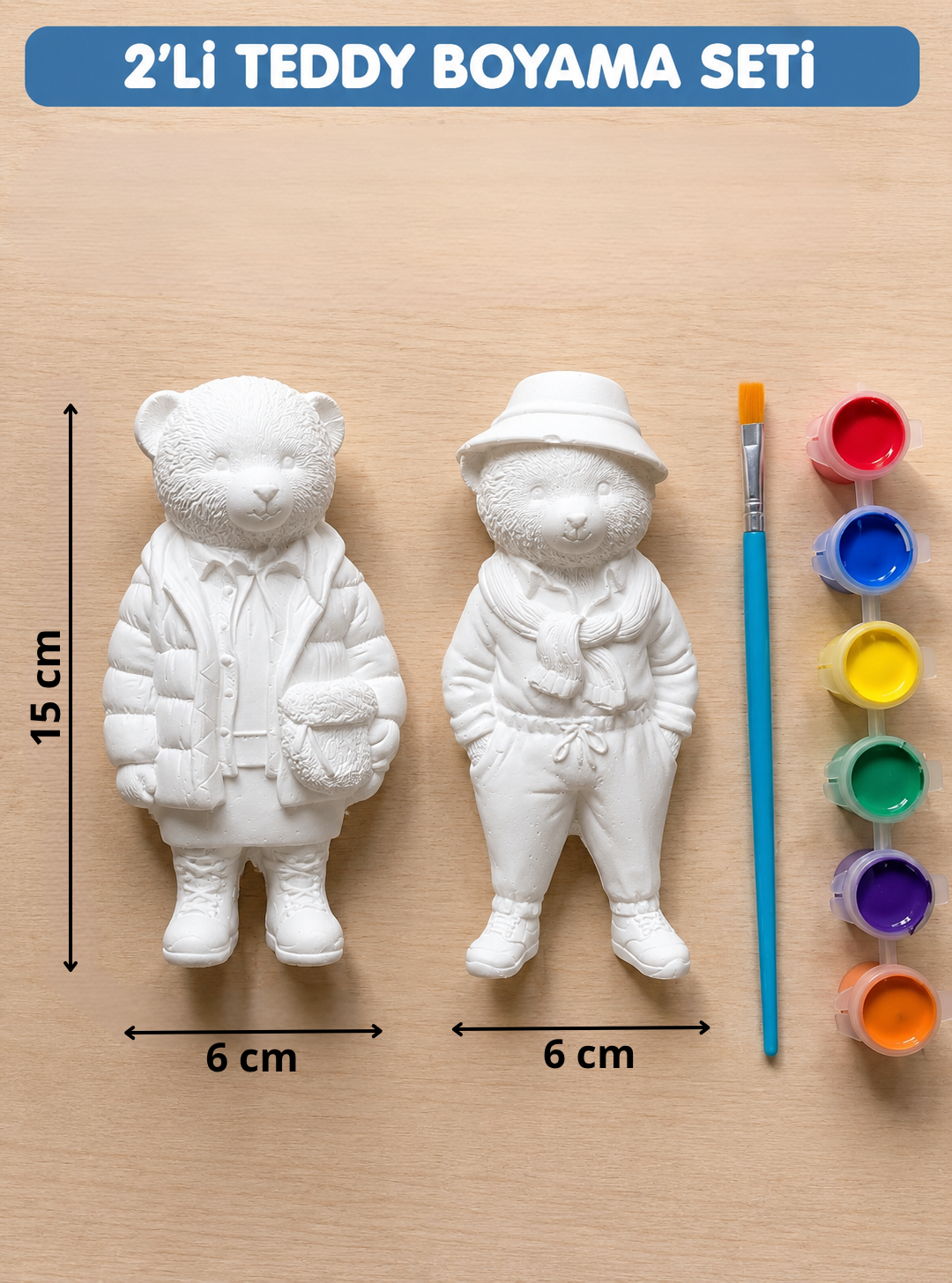 2'lİ Teddy Figürü Boyama Seti