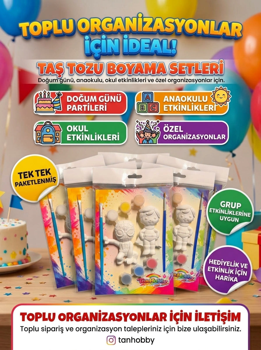 TanHobby 2'li Süper Kahramanlar Taş Tozu Boyama Seti – Kahramanlar Serisi