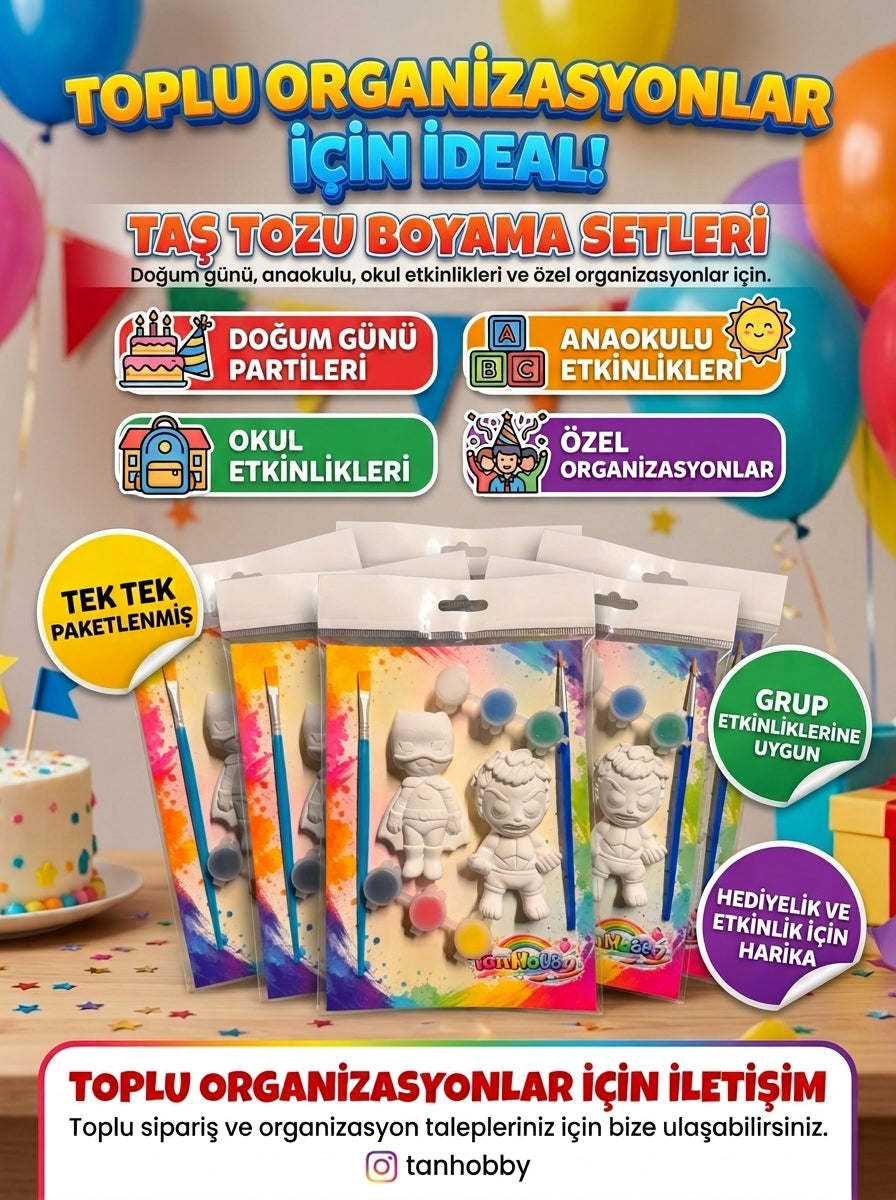 TanHobby 2'li Süper Kahramanlar Taş Tozu Boyama Seti – Güç Serisi