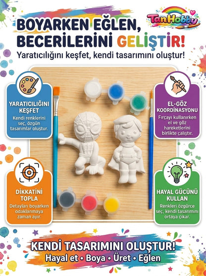 TanHobby 2'li Süper Kahramanlar Taş Tozu Boyama Seti – Kahramanlar Serisi