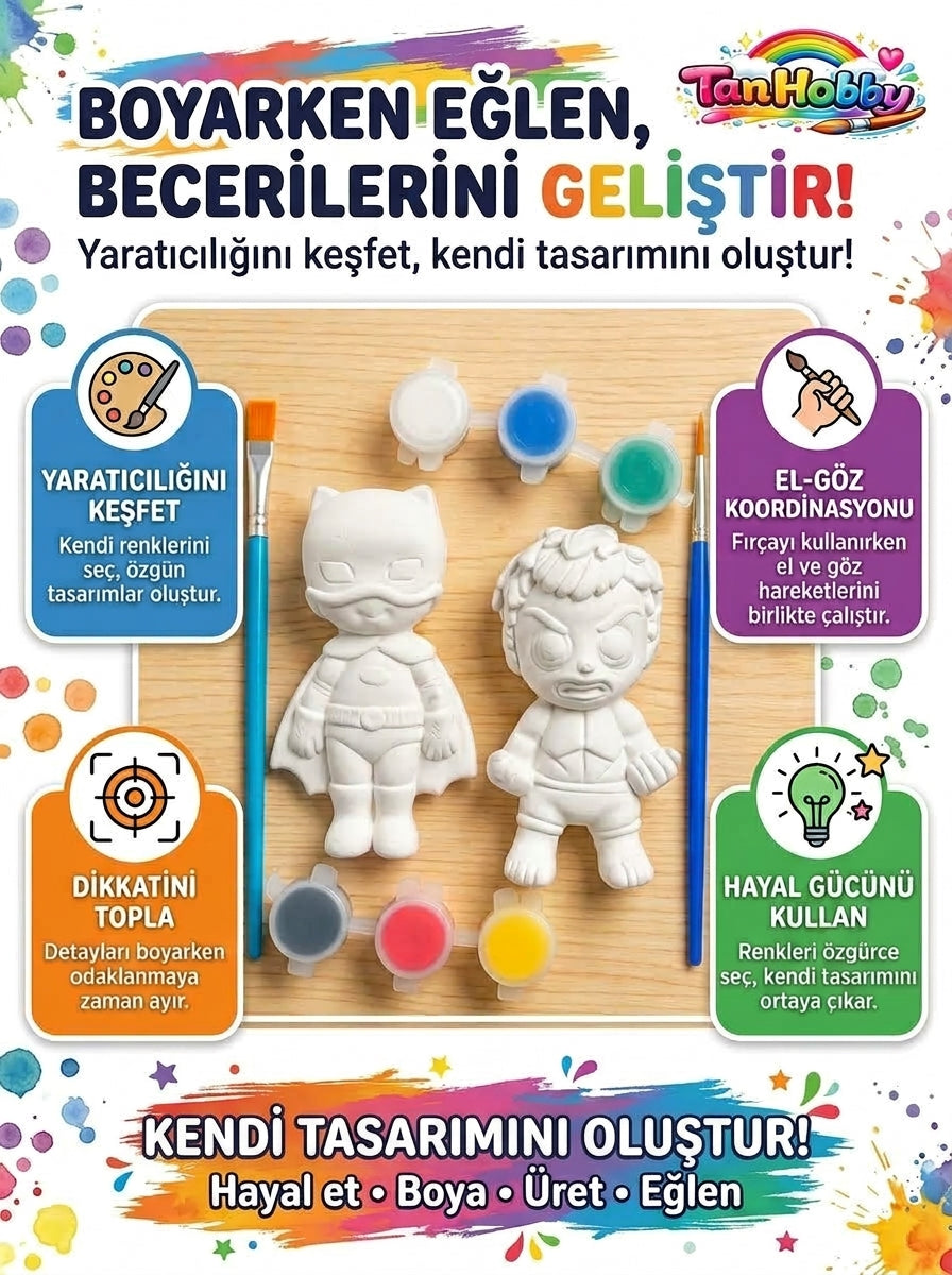 TanHobby 2'li Süper Kahramanlar Taş Tozu Boyama Seti – Güç Serisi