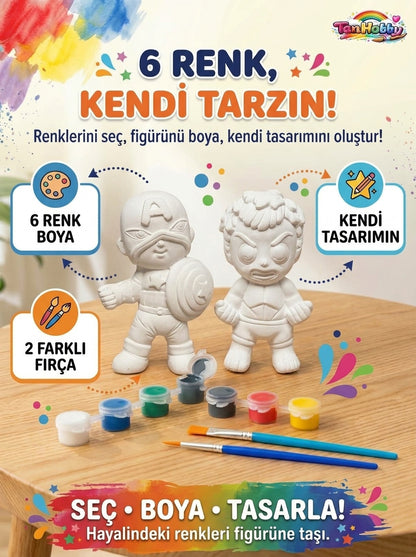 TanHobby 2'li Süper Kahramanlar Taş Tozu Boyama Seti – Süper Güç Serisi