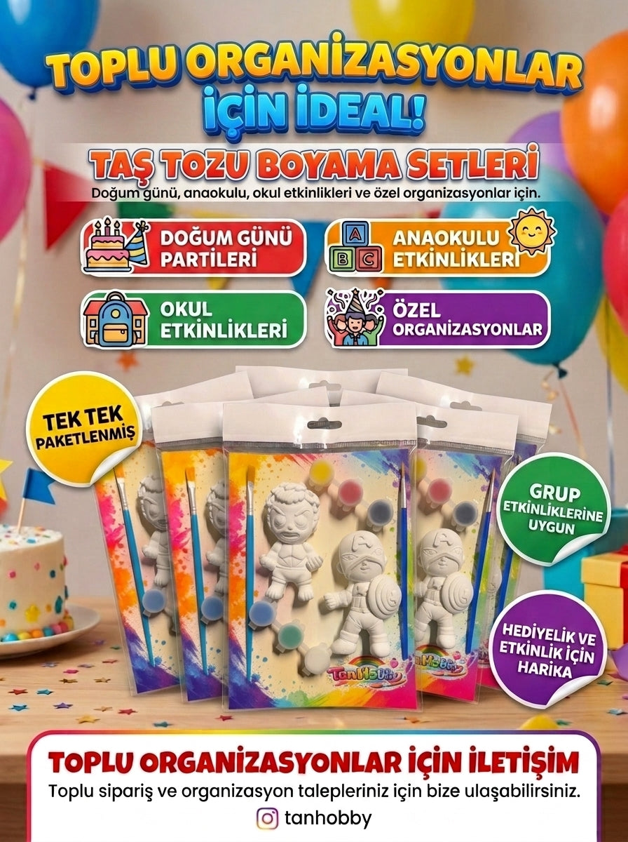TanHobby 2'li Süper Kahramanlar Taş Tozu Boyama Seti – Süper Güç Serisi