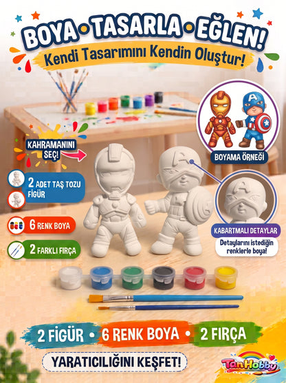TanHobby 2'li Süper Kahramanlar Taş Tozu Boyama Seti – Cesaret Serisi
