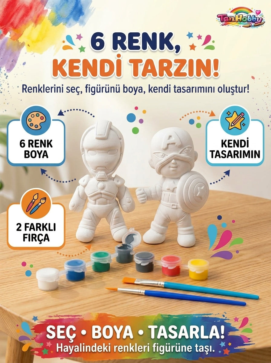 TanHobby 2'li Süper Kahramanlar Taş Tozu Boyama Seti – Cesaret Serisi