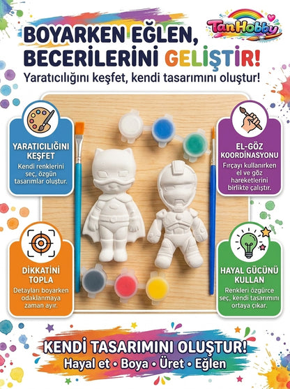 TanHobby 2'li Süper Kahramanlar Taş Tozu Boyama Seti – Macera Serisi