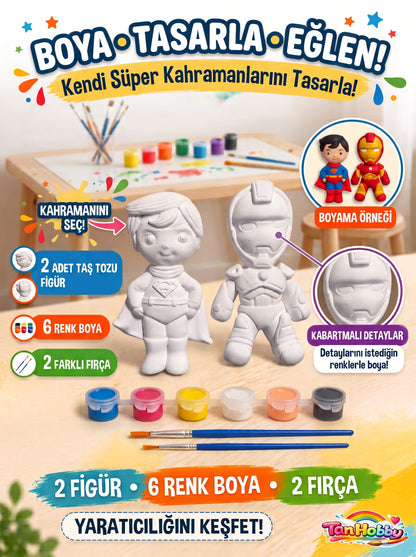 TanHobby 2'li Süper Kahramanlar Taş Tozu Boyama Seti – Efsane Serisi