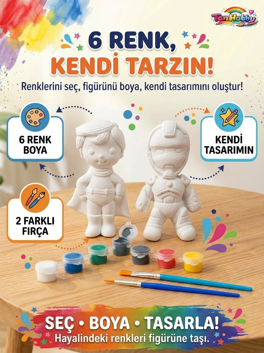 TanHobby 2'li Süper Kahramanlar Taş Tozu Boyama Seti – Efsane Serisi