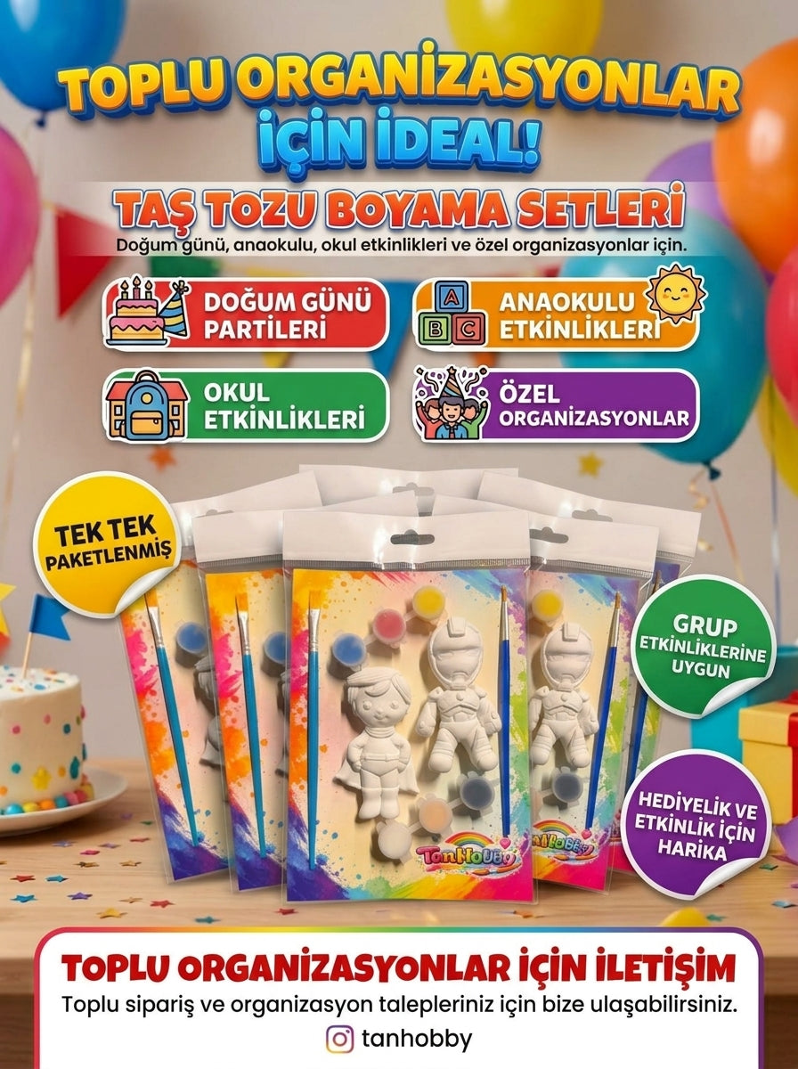 TanHobby 2'li Süper Kahramanlar Taş Tozu Boyama Seti – Efsane Serisi