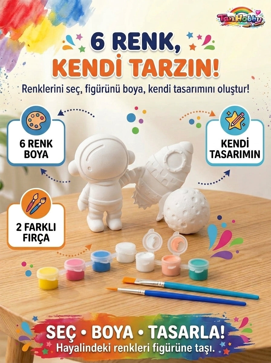 TanHobby 3'lü Uzay & Astronot Taş Tozu Boyama Seti