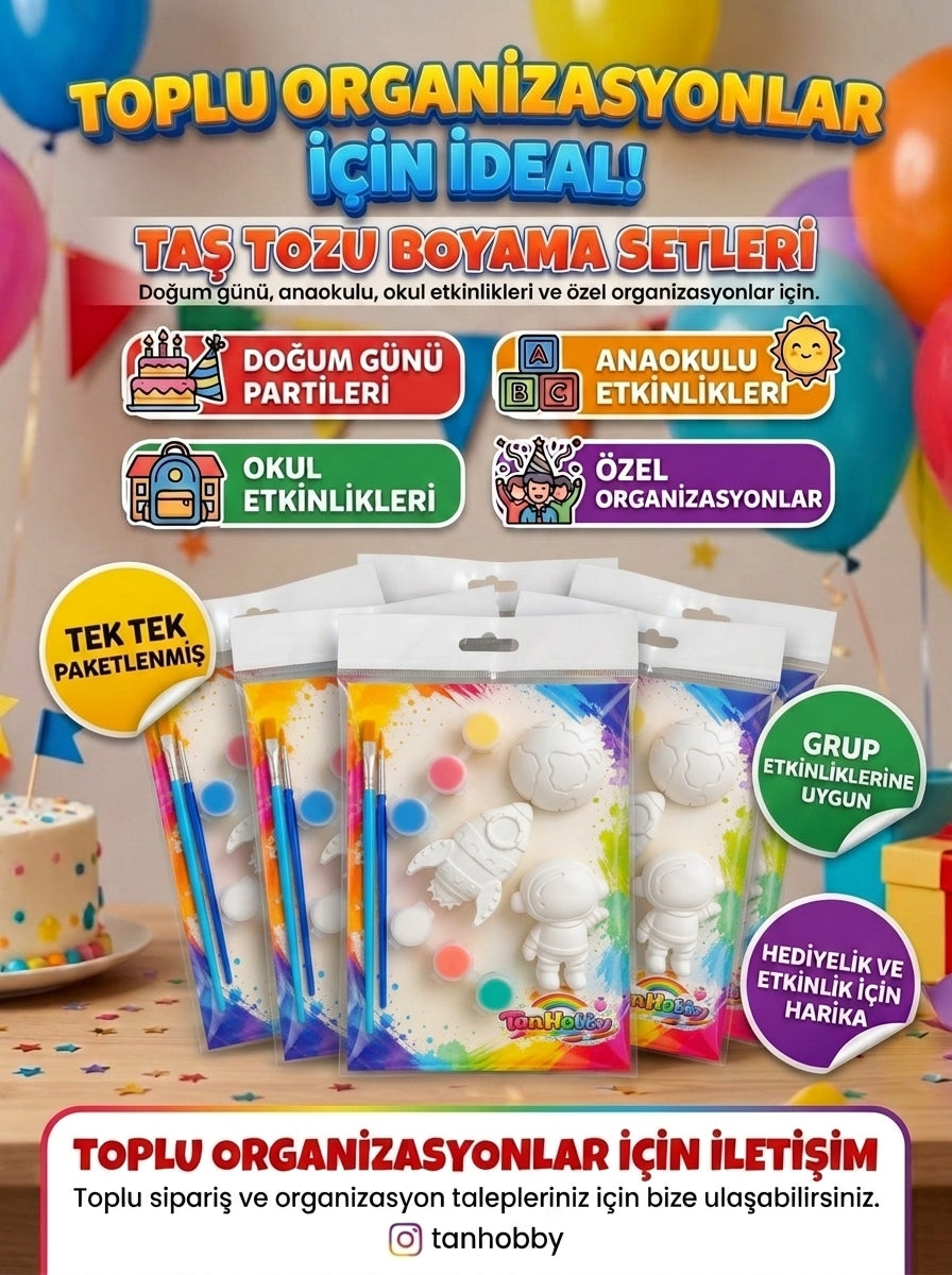 TanHobby 3'lü Uzay & Astronot Taş Tozu Boyama Seti