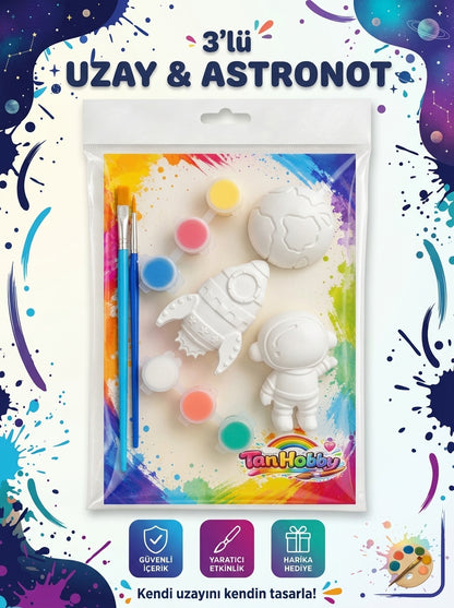 TanHobby 3'lü Uzay & Astronot Taş Tozu Boyama Seti