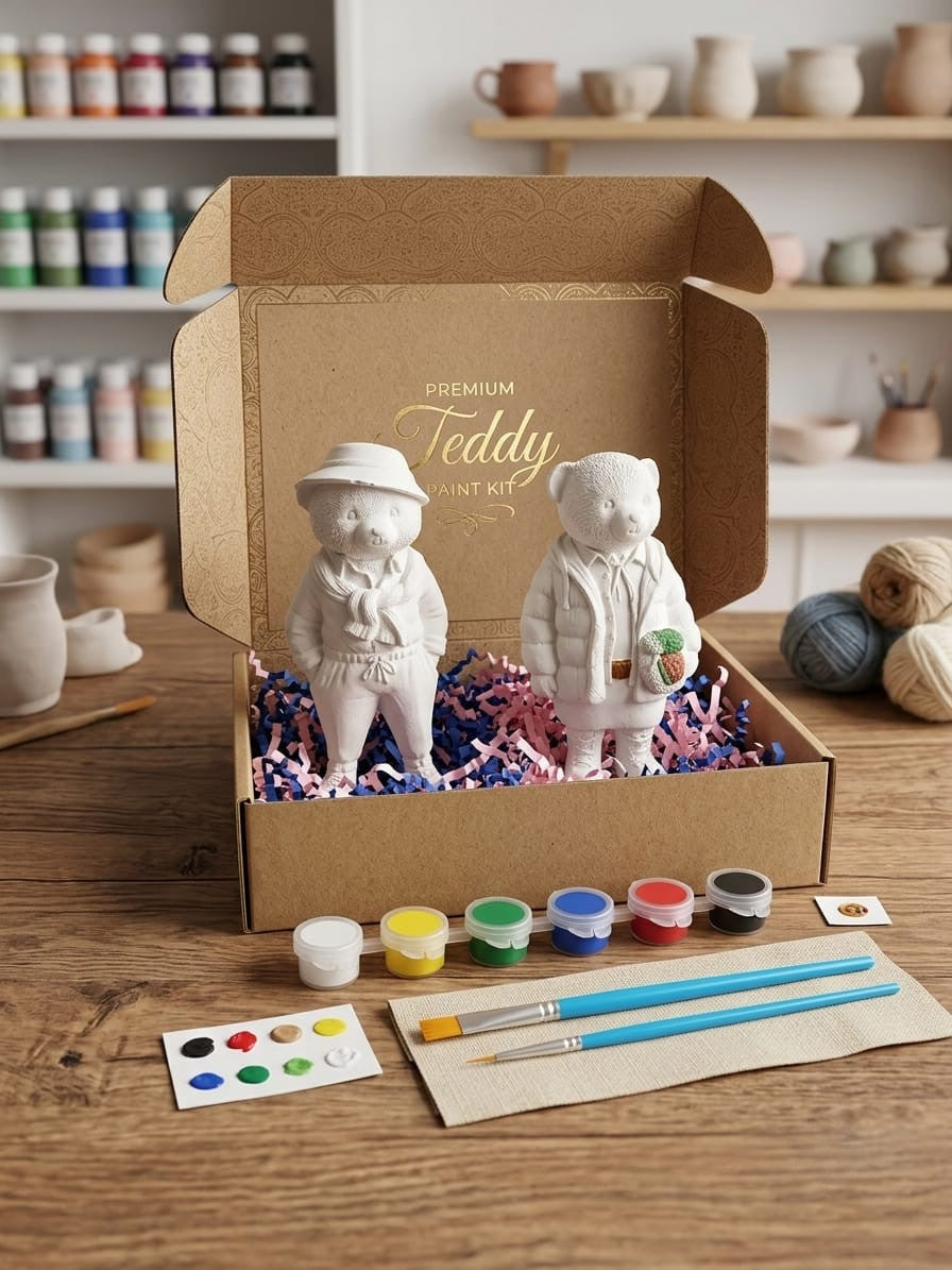 2'lİ Teddy Figürü Boyama Seti