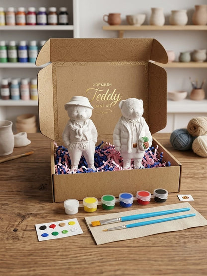 2'lİ Teddy Figürü Boyama Seti